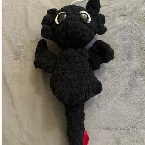 Toothless the Dragon, crocheted plushie, hand crafted 12" tall